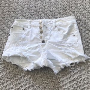 Denim button front shorts